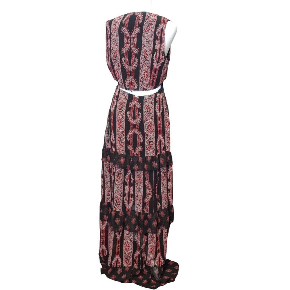 Avec Les Filles Paisley Printed Tiered Maxi Dress Beach boho Women's size 4 NWT - Picture 5 of 13